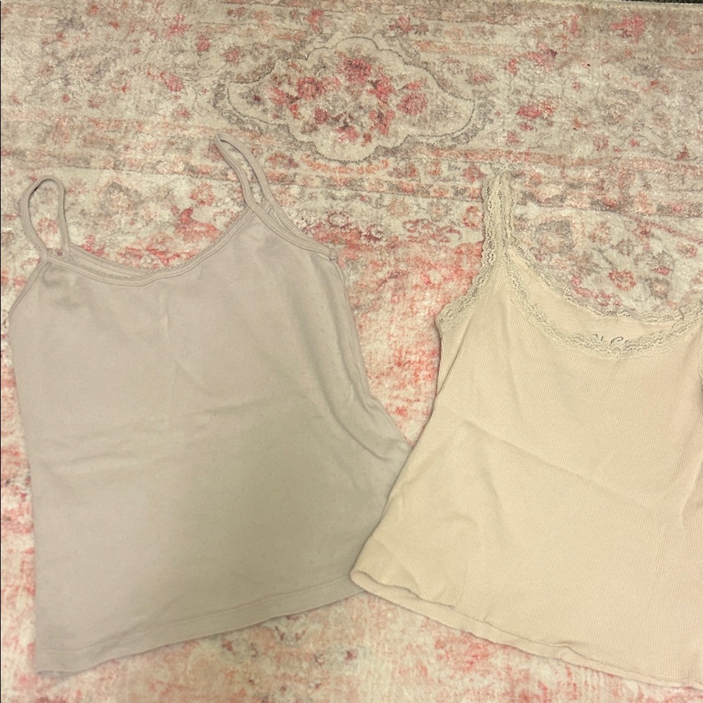 Brandy Melville Cream and Tan Camisoles